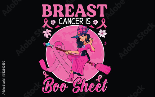 Halloween Breast Cancer Awareness T-Shirt Design | Pink Ribbon | Spooky Cute | Support Tee