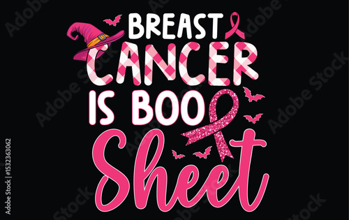 Halloween Breast Cancer Awareness T-Shirt Design | Pink Ribbon | Spooky Cute | Support Tee
