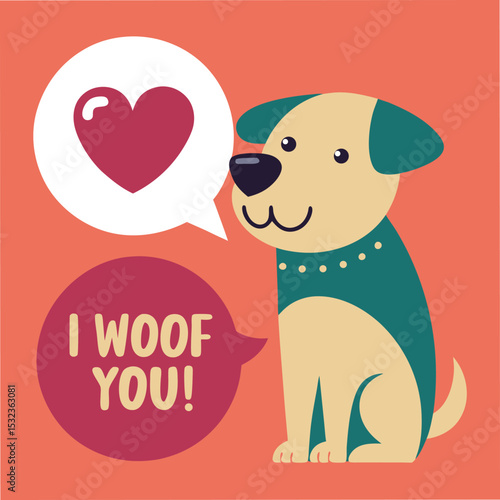dog with i woof you heart speech bubble vector
