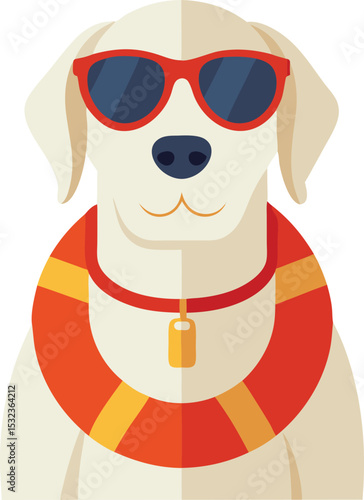 labrador lifeguard with tiny sunglasses vector