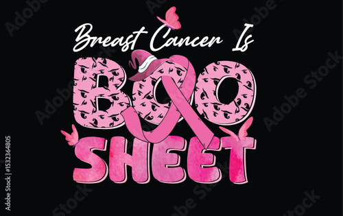 Halloween Breast Cancer Awareness T-Shirt Design | Pink Ribbon | Spooky Cute | Support Tee