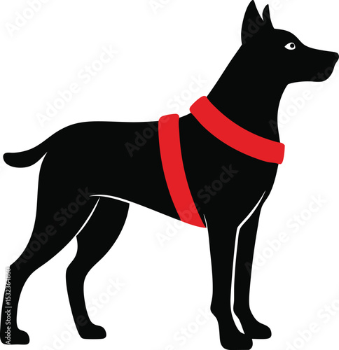 service dog silhouette with harness vector