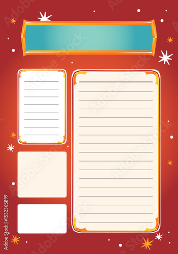 Elegant Red and Gold Festive Template for Notes and Lists