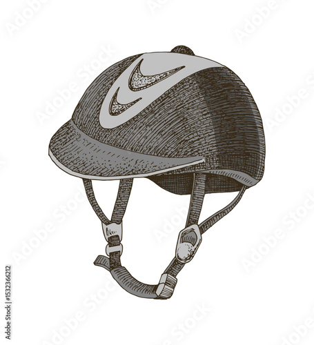 Equestrian Helmet hand drawn vector