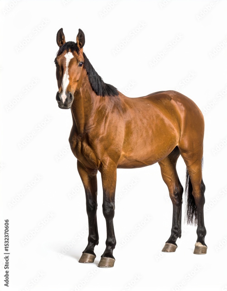 Fototapeta premium Horse over white background, no shadow