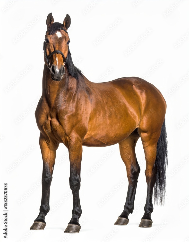 Obraz premium Horse over white background, no shadow