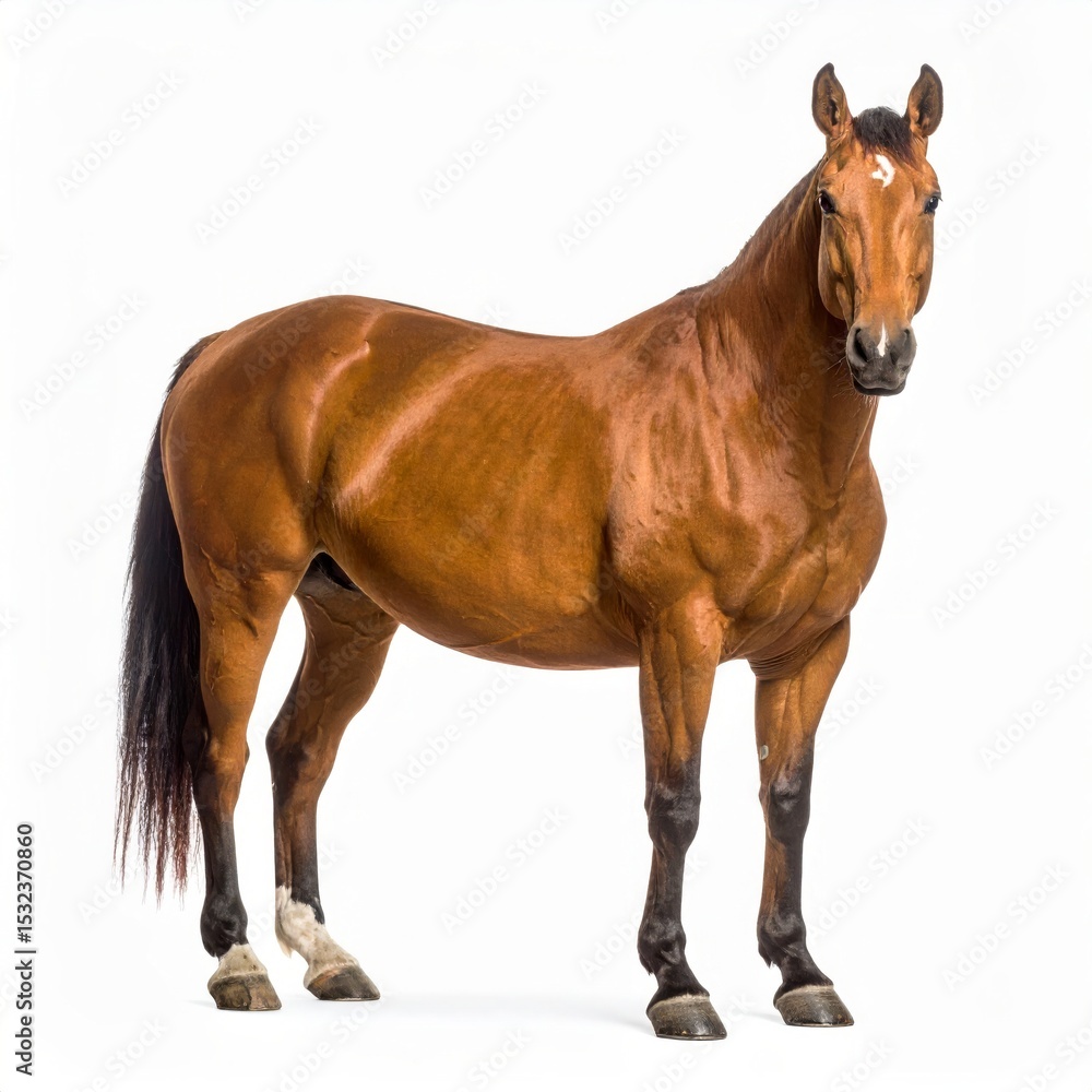 Obraz premium Horse over white background, no shadow
