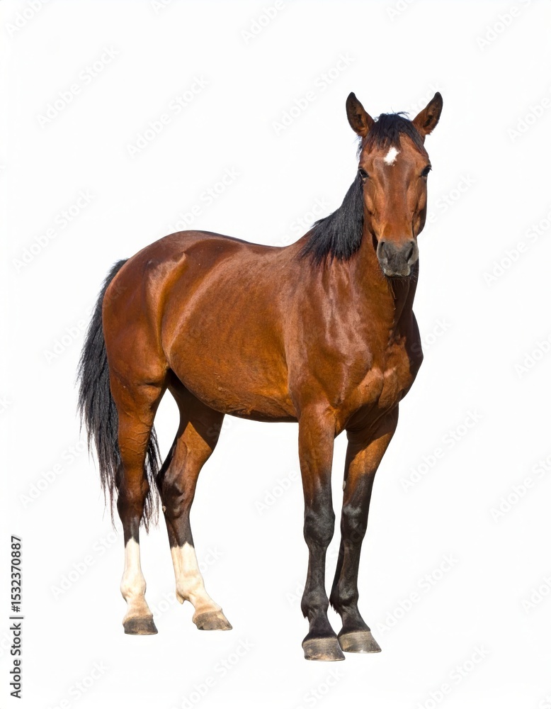 Obraz premium Horse over white background, no shadow
