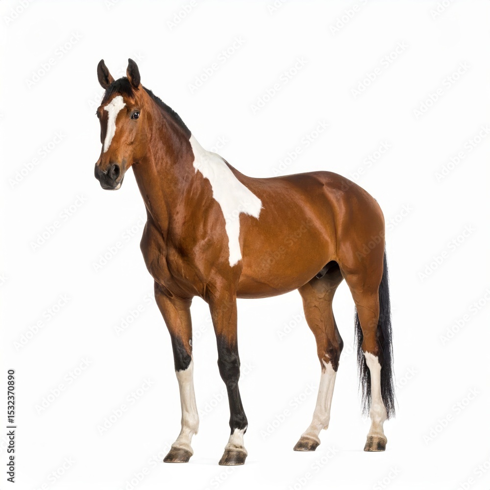 Obraz premium Horse over white background, no shadow