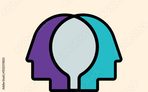 Borderline personalities, two faces abstract illustration