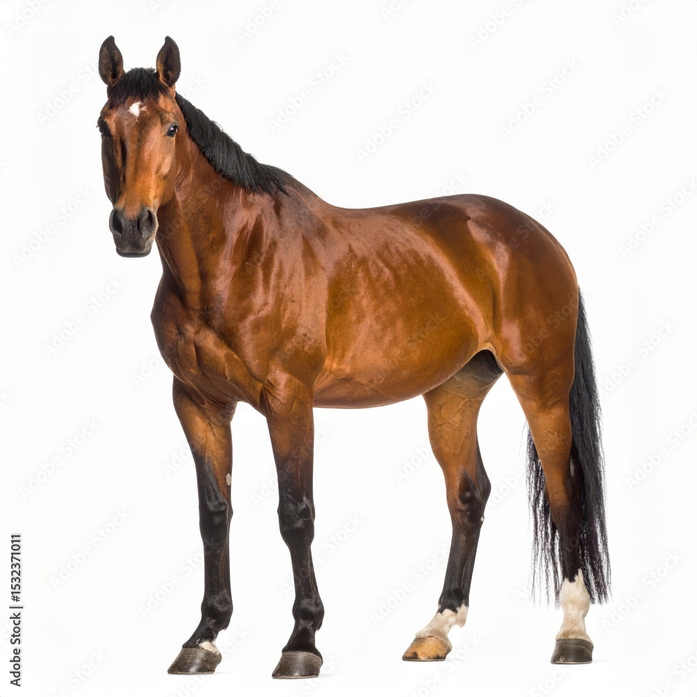 Obraz premium Horse over white background, no shadow