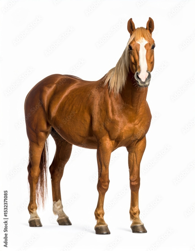 Obraz premium Horse over white background, no shadow