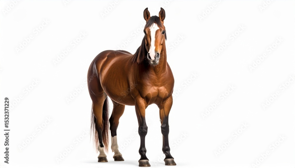 Fototapeta premium Horse over white background, no shadow