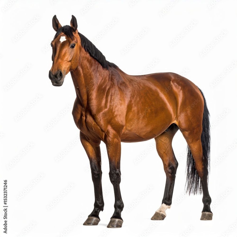 Obraz premium Horse over white background, no shadow