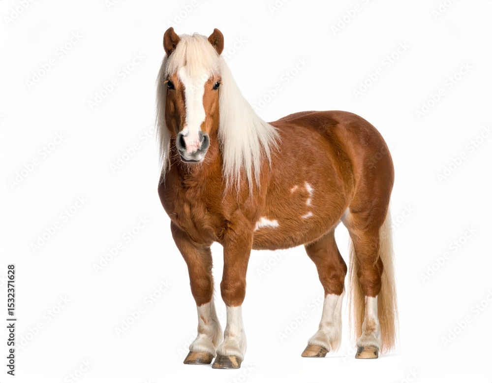 Obraz premium Pony over white background, no shadow