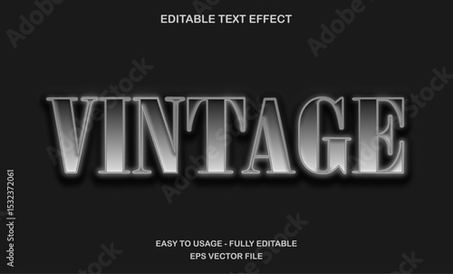 Vintage text, vintage movie title text effect template, retro classic cinematic typography style