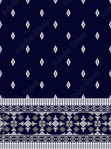 Navy blue patterned fabric design.
