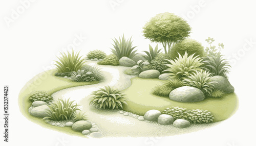 Verdant Bloom garden isolated watercolor vector illustration svg