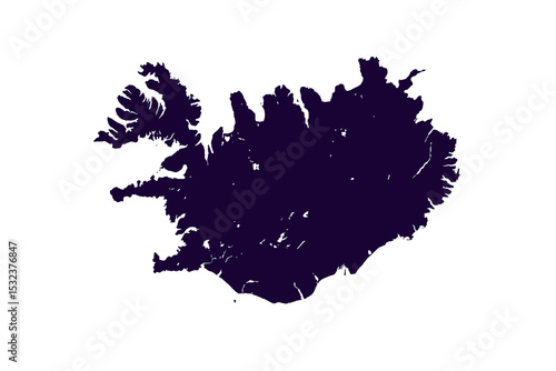 Map of Iceland, sign silhouette. World Map Globe. Vector Illustration isolated on transparent background. Europe continent.