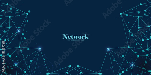 Abstract futuristic with connection lines on blue background. Plexus structure. Concept of Science, Business, Communication