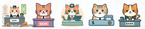 vector of a cat bank teller