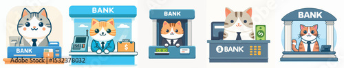 vector of a cat bank teller