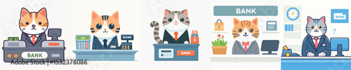 vector of a cat bank teller