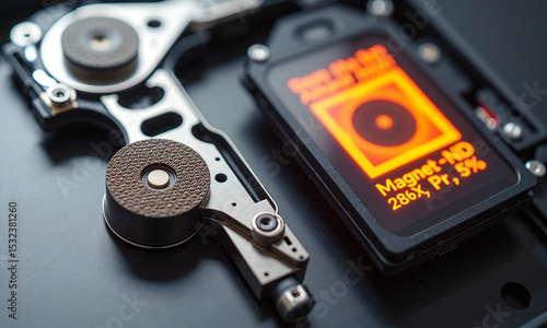 Wallpaper Mural Detailed view of metallic components and sensor embedded in electronic board. Torontodigital.ca