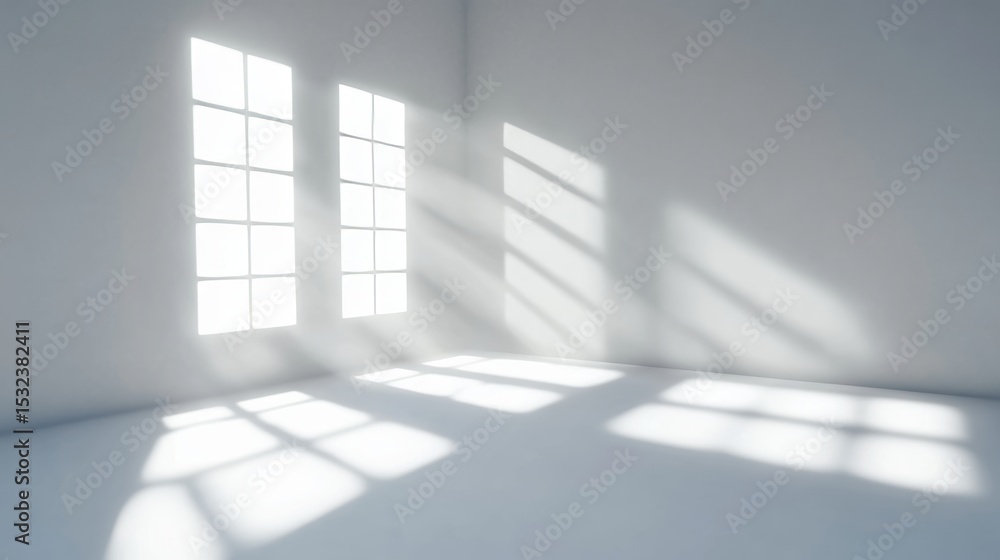 Bright Indoor Room Mockup with Sunlight and Shadows for a Minimalist Design Background Bright Indoor Room Mockup with Sunlight and Shadows for a Minimalist Design Background