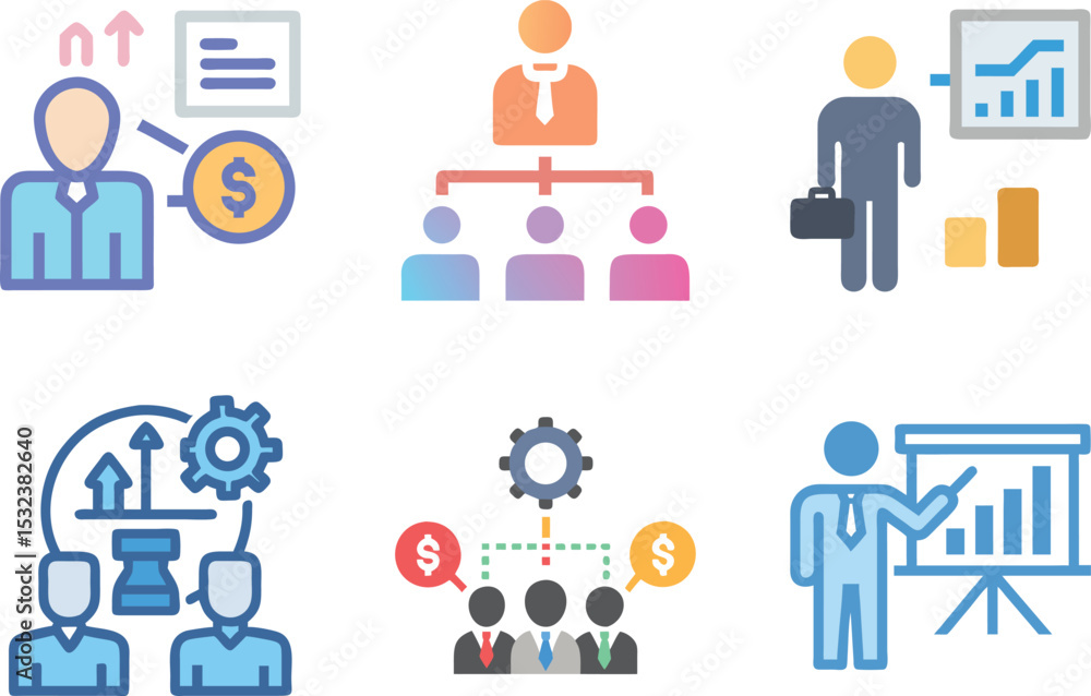 Six icon A visual representation of business concepts and organizational structures Six icon A visual representation of business concepts and organizational structures