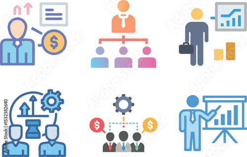Six icon A visual representation of business concepts and organizational structures