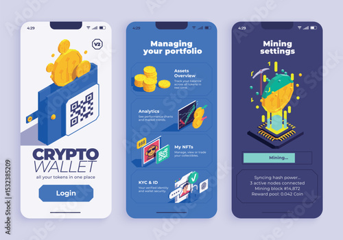 Blockchain Isometric  App design Collection