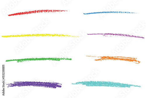 Colorful hand drawn lines with chalk and wax crayon texture. A playful set of sketchy underlines.