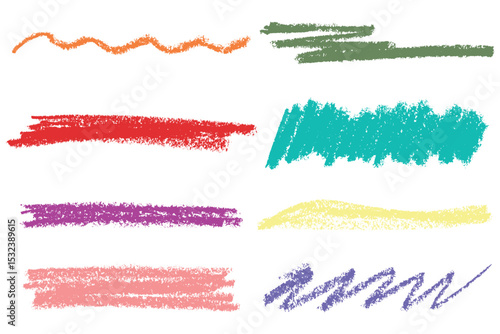 Hand drawn wax crayon brush strokes, paint texture background, highlight shapes, kid drawing doodle scribbles