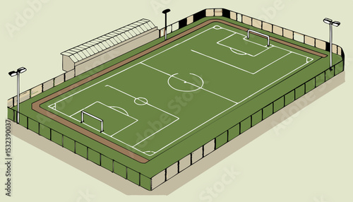 Aerial view of a meticulously marked soccer field ready for a thrilling match          