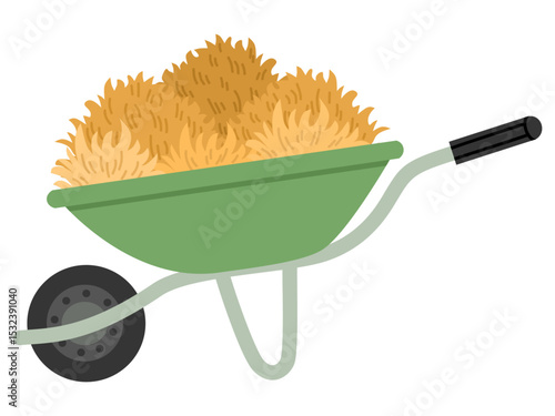 Illustration of Wheelbarrow Full of Hay