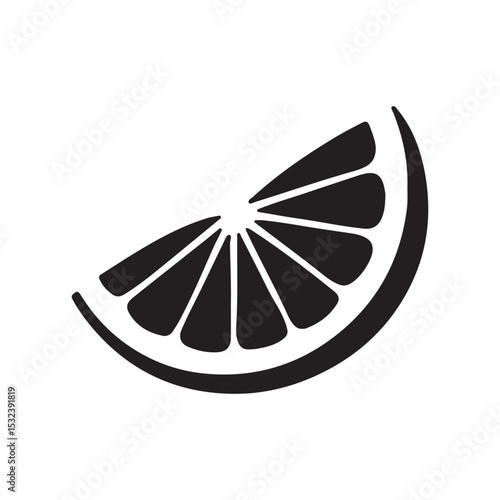 Black Lemon Slice Icon – Citrus Fruit Silhouette Clipart

