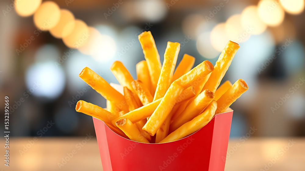Crispy Golden French Fries in Red Paper Container Isolated Hand Drawn Watercolor Illustration Crispy Golden French Fries in Red Paper Container Isolated Hand Drawn Watercolor Illustration