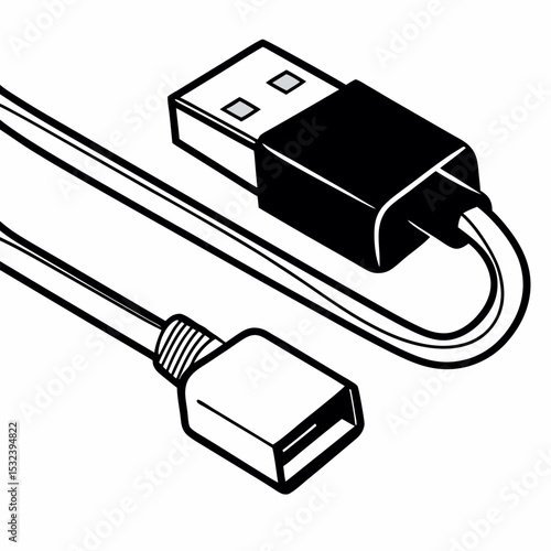 usb cable on white background