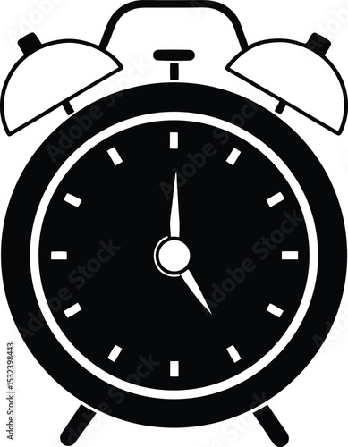 Alarm clock – black silhouette on white background