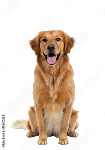 Adorable Golden Retriever Puppy Sitting, Happy Dog Photo