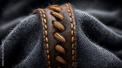 A detailed close-up of dark brown canvas fabric with visible stitching lines and realistic thread texture.