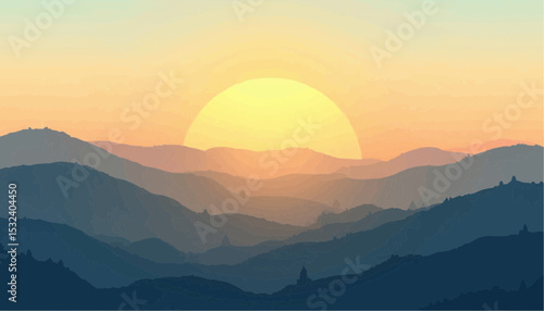 Mountain range sunrise landscape