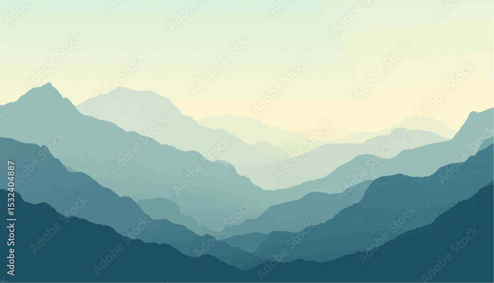 Fototapeta premium Blue Mountain Range in Gradient Hues
