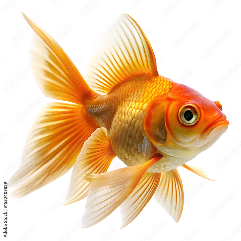 Fototapeta premium Vibrant goldfish isolated on white background ai generated png isolated on a white background