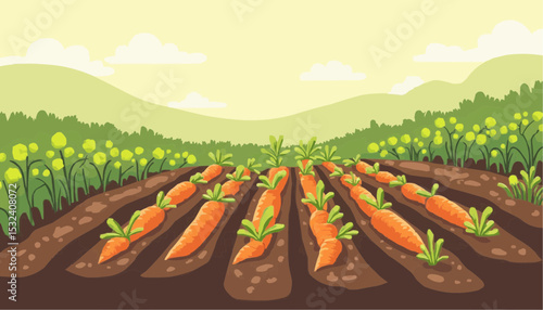 Carrot field illustration