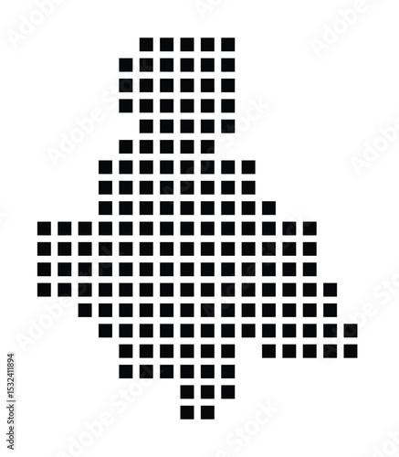 Symbol Map of the City M. Ruda Slaska (Poland) showing the city with a pattern of just a few black squares