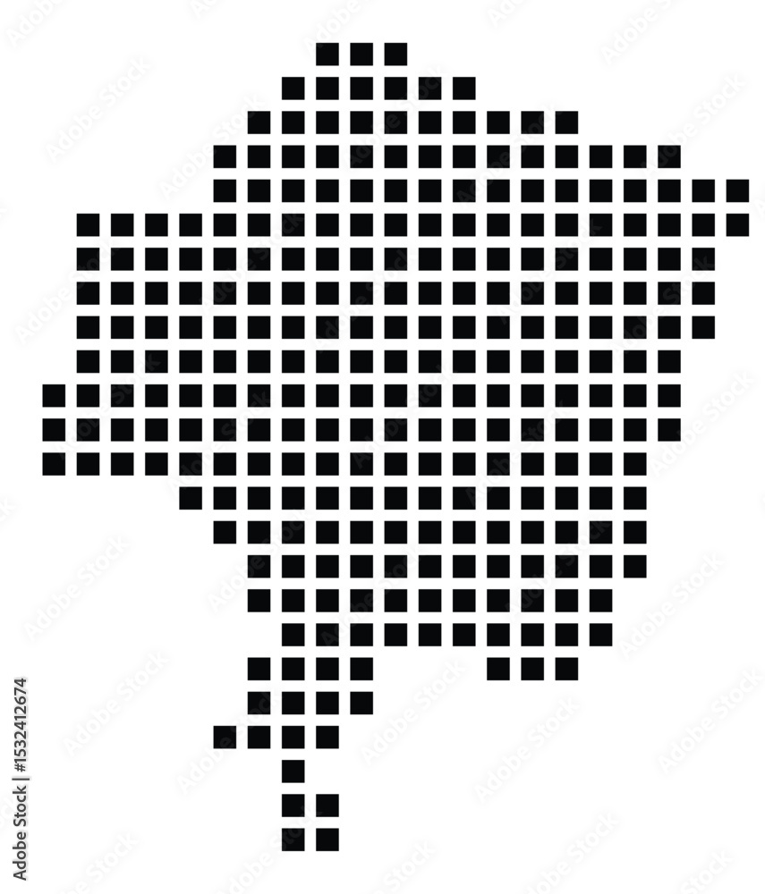 Fototapeta premium Symbol Map of the City Pila (Poland) showing the city with a pattern of just a few black squares