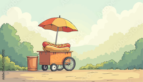 Hot Dog Cart in Park