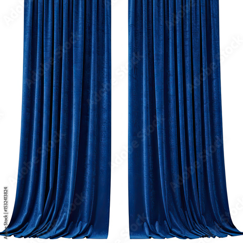 blue curtains isolated on white